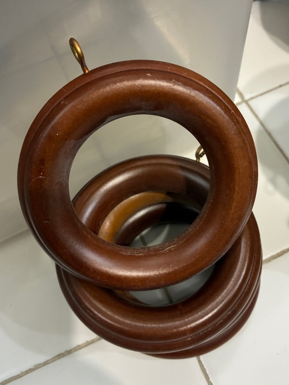 Wooden Curtain Rings Set - Rich Brown